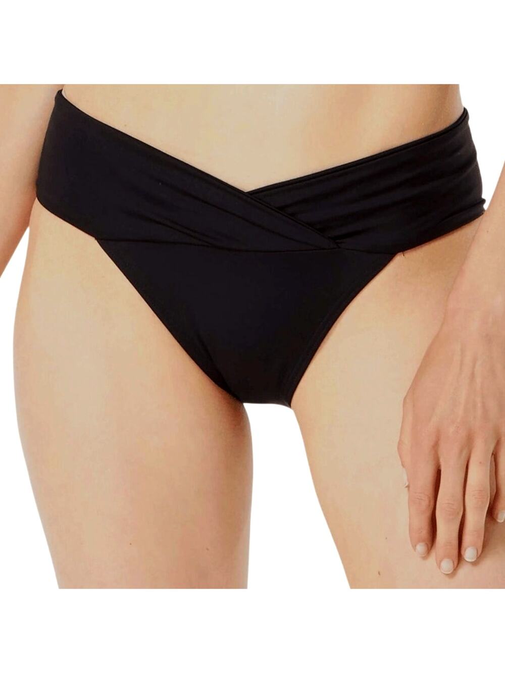 Michael Kors Ibiza Euro Gathered Bikini Swim Bottom Solid Black | Size Small NEW